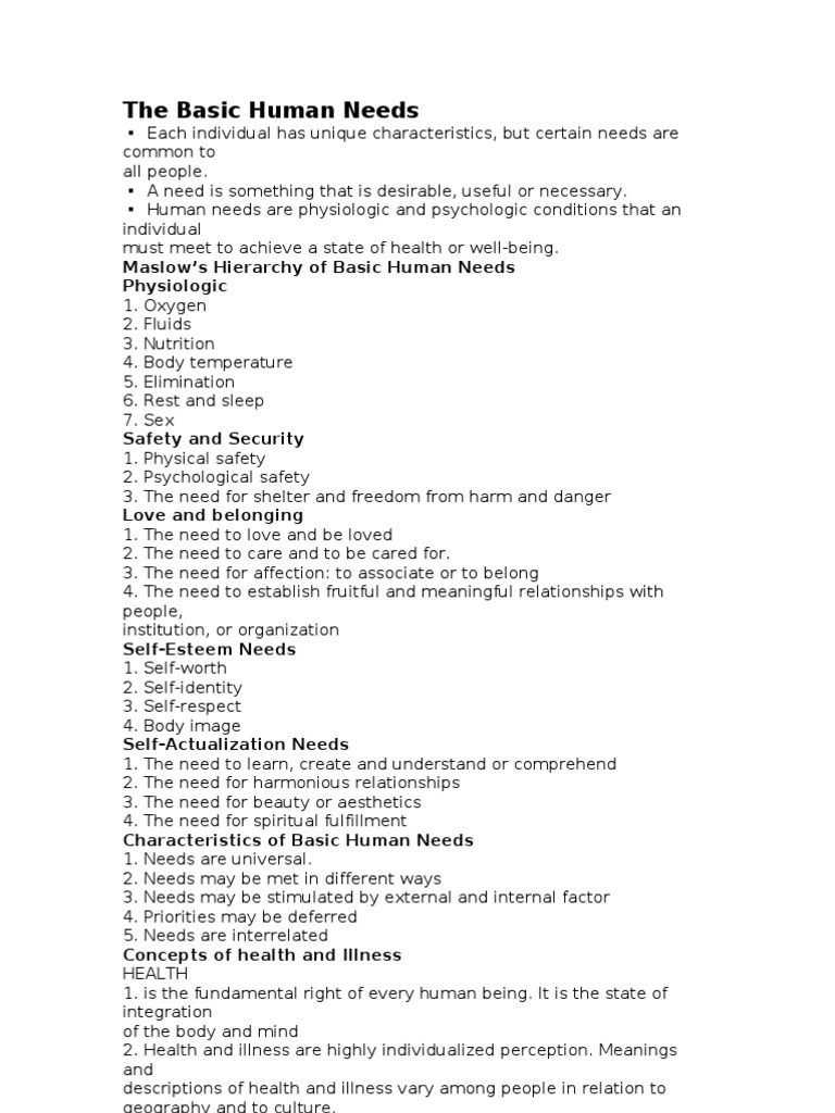 Understanding Basic Human Needs in Nursing | PDF | Morality | Communication