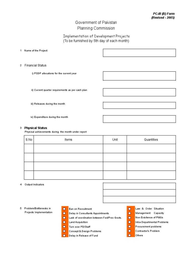 PC-III (B) Form for Project Implementation | PDF