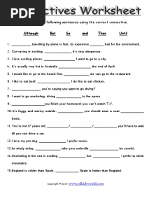 Connectives Worksheet Easy PDF
