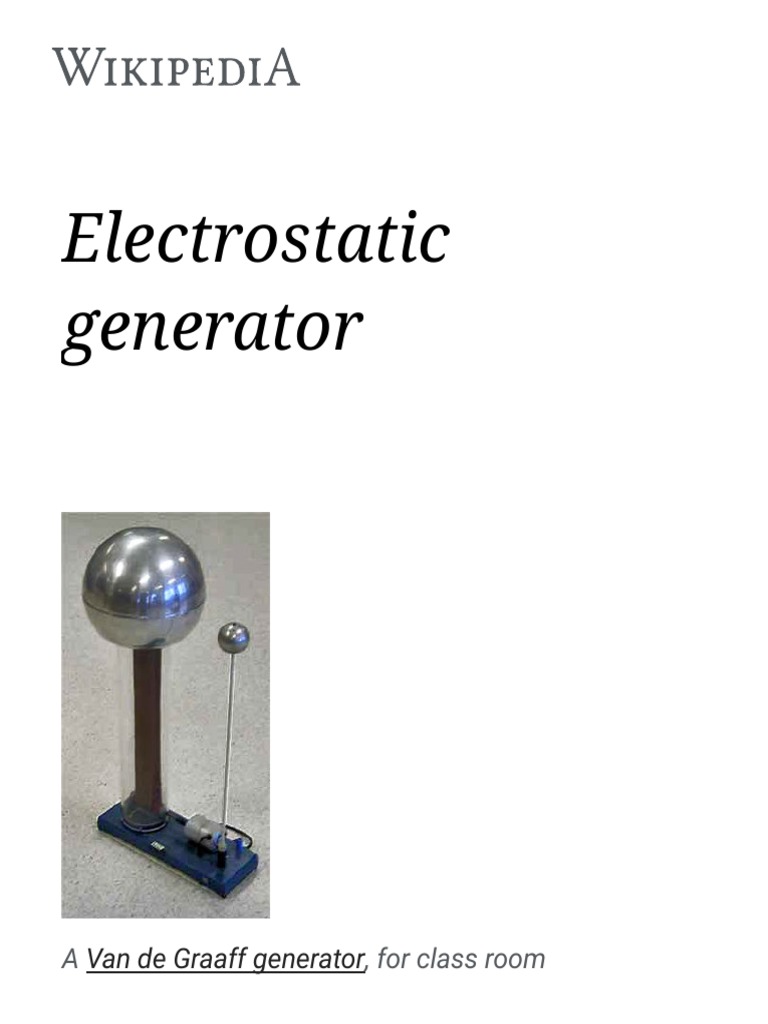 Electrostatic Generator Physical Quantities Electrostatics