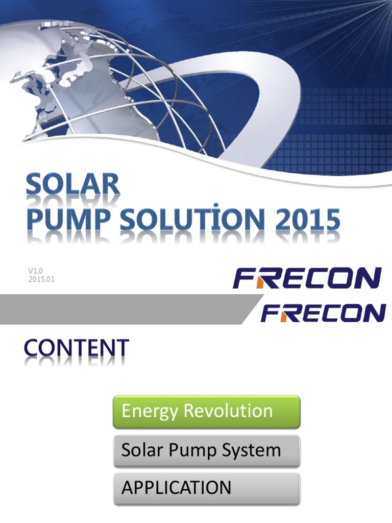 Frecon Solar Pump System Overview | PDF | Solar Power | Solar Panel