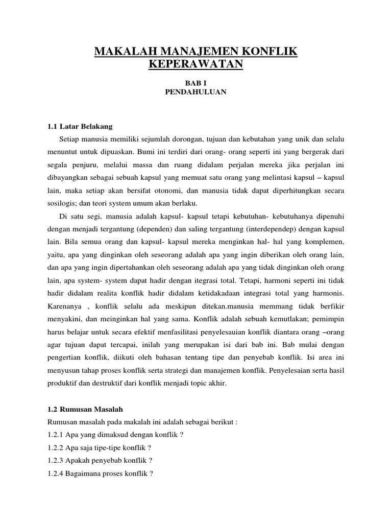 Makalah Manajemen Konflik Keperawatan