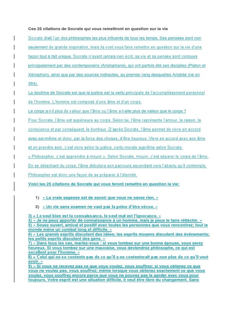Ces 25 Citations de Socrate Qui Vous Remettront en