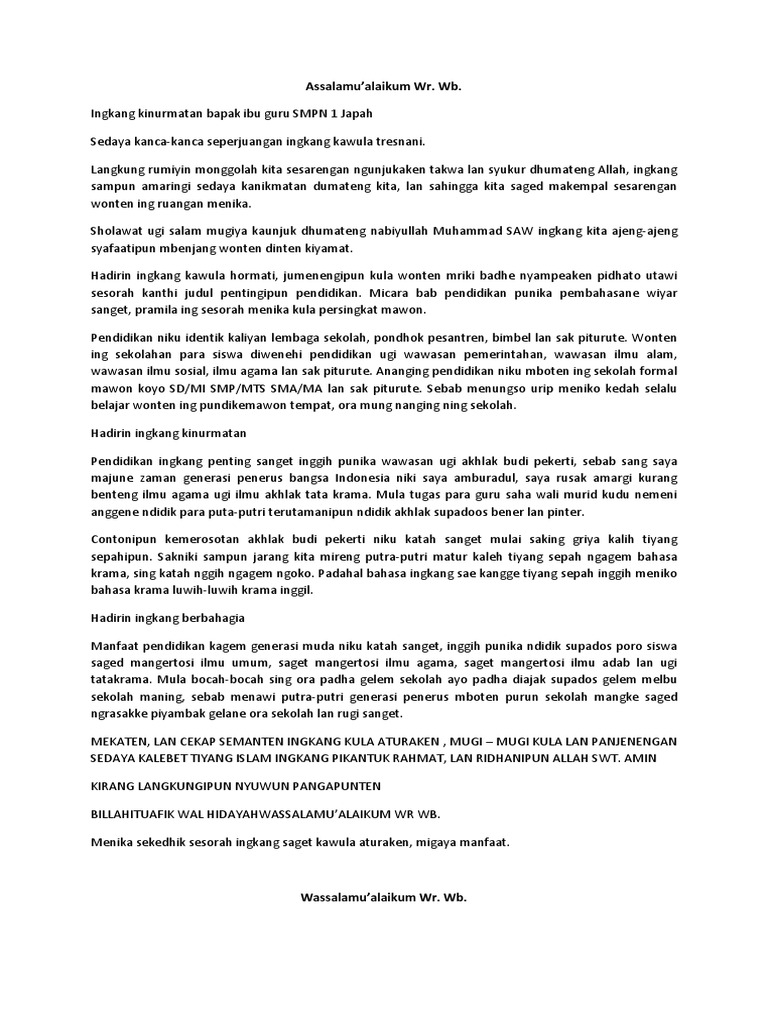 39+ Pidato jawa singkat tentang pendidikan terbaru mudah dihafal