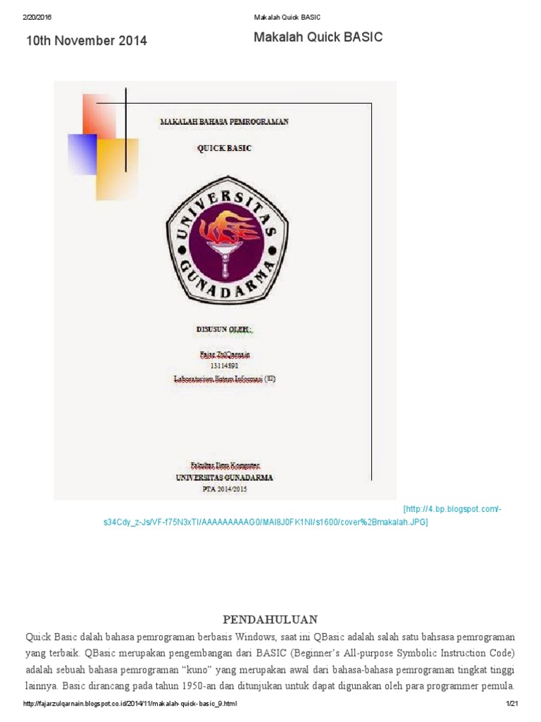 Makalah Pemrograman Quick BASIC | PDF