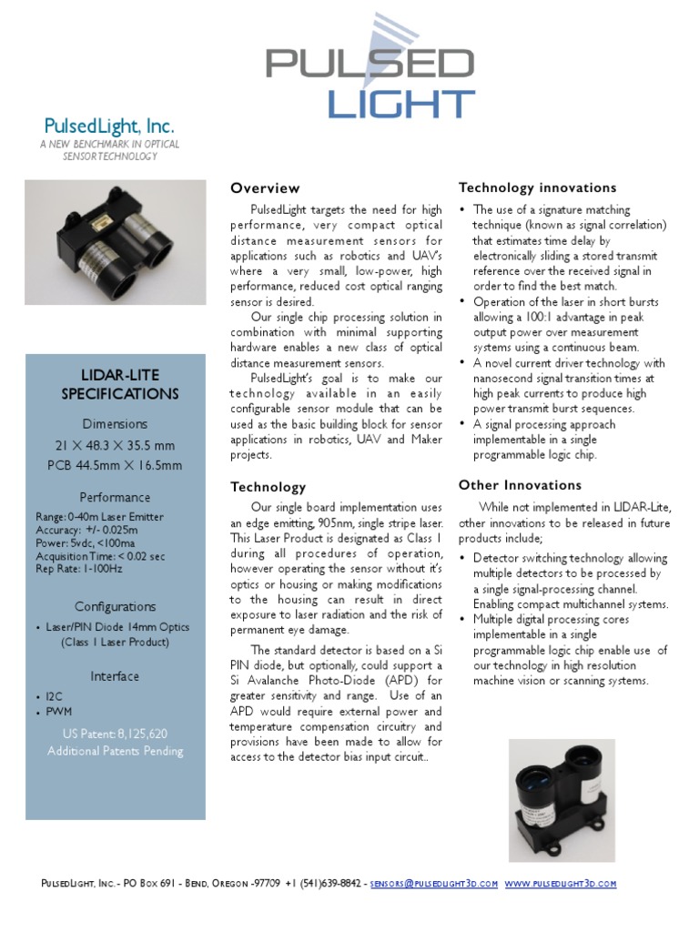 LIDAR Lite Laser Datasheet Lidar Sensor