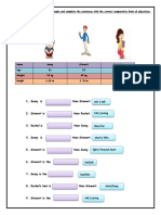 Compare The Following People and Complete The Sentences With The Correct Comparative From of Adjectives