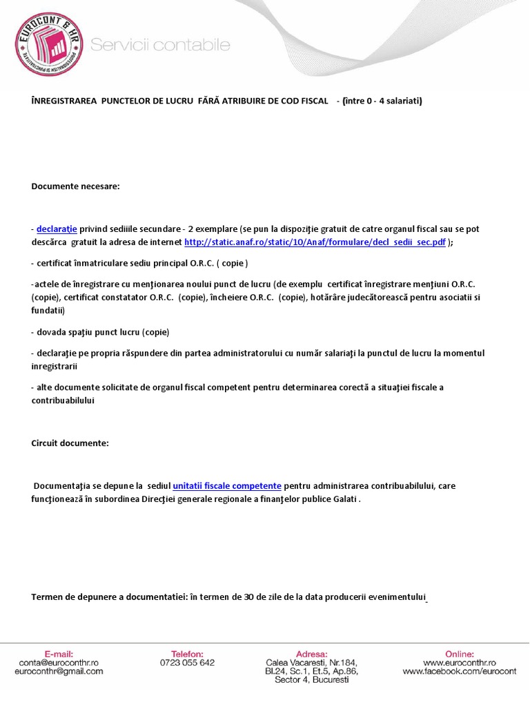 Informatii Punct De Lucru Intre 0 4 Salariati