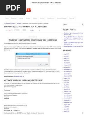 Windows 10 Activation Keys For All Versions Windows 10 Original Equipment Manufacturer