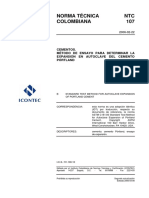 NTC 107 Método para Determinar la Expansión en Autoclave del Cemento Pórtland.pdf