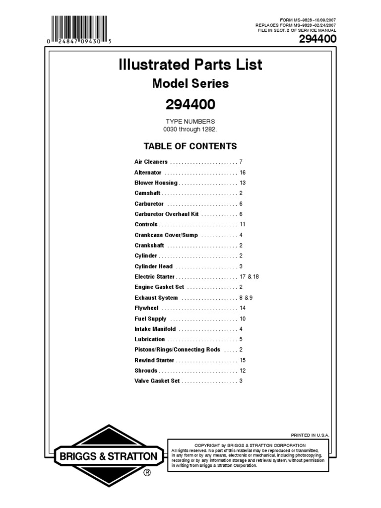 『3年保証』 | 294442 Stratton and Briggs PDF Vehicles | Engines | ロッド