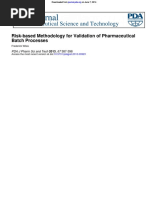 Risk-Based Methodology For Validation of Pharmaceutical Batch Processes.