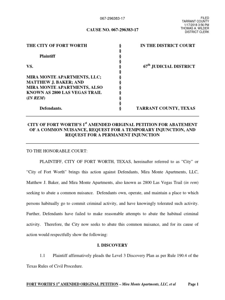 Petition PDF Nuisance Injunction