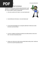 Restaurant Math Calculations Key | PDF | Foods | Food And Drink