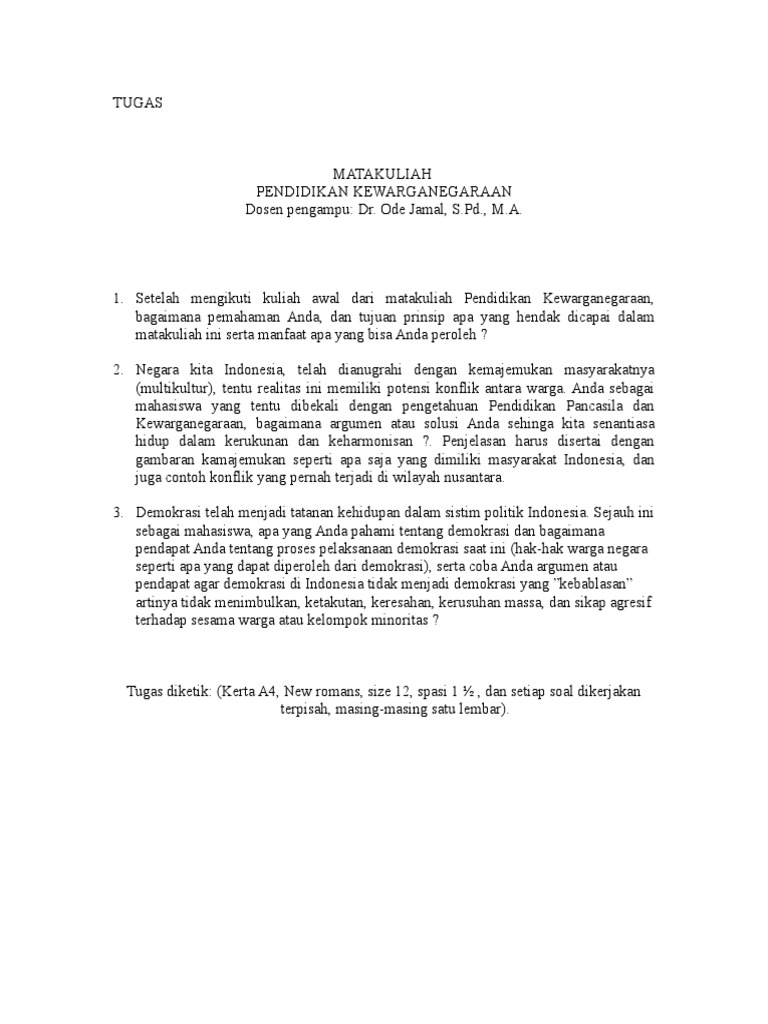 Soal Uas Pkn