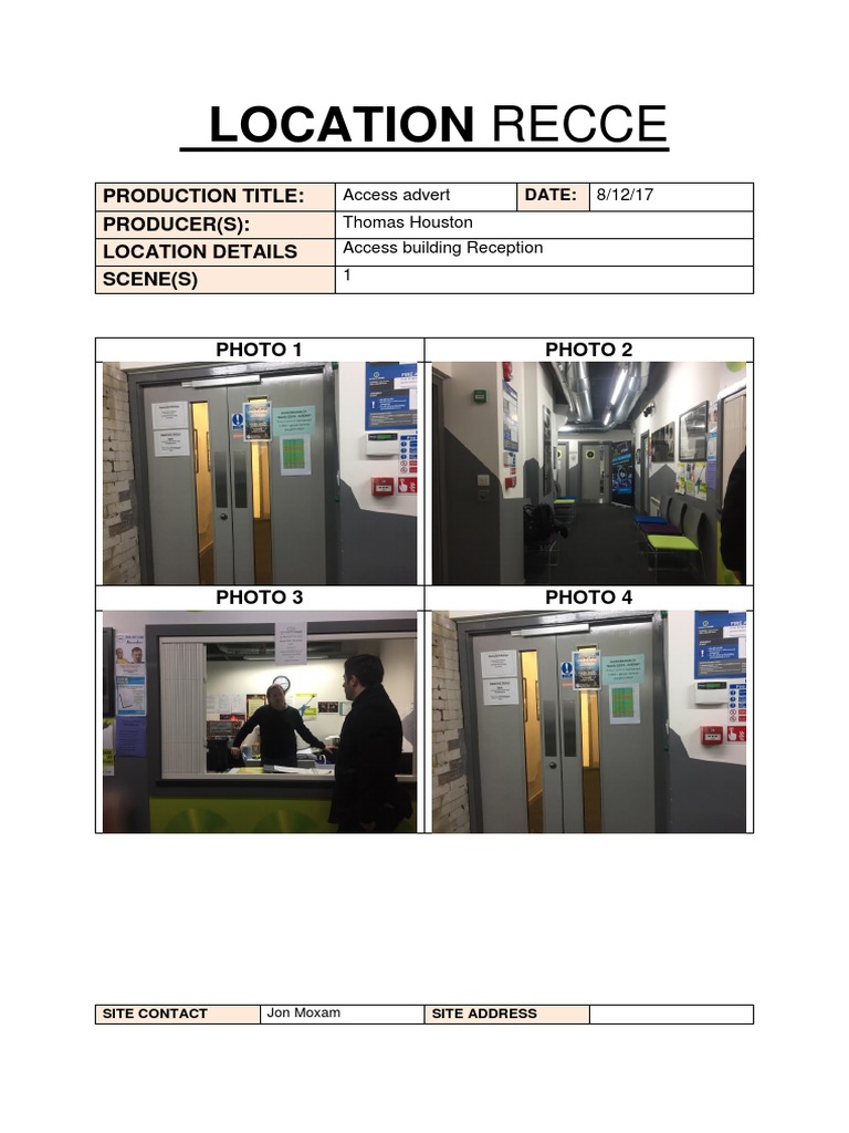 Location Recce Details and Access | PDF