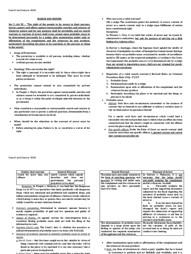 Search and Seizure Rights in the Philippines | PDF | Search And Seizure ...