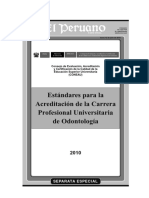 Estandares para La Acreditacion de La Carrera Profesional Universitaria de Odontologia PDF