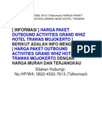 Harga Paket Outbound Activities Grand Whiz Hotel Trawas Mojokerto