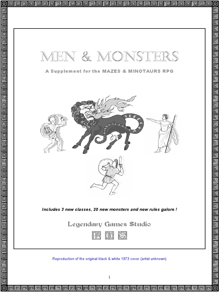 Mazes & Minotaurs 1e Men & Monsters PDF PDF Equestrianism Weaponry