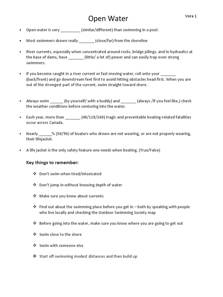 Open Water Safety Tips & Guidelines | PDF | Foreign Language Studies ...