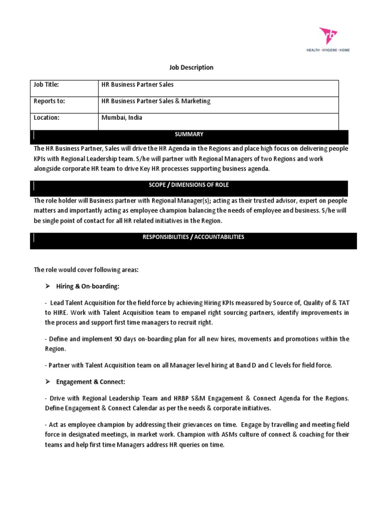 HR Business Partner Sales | PDF | Recruitment | Human Resources