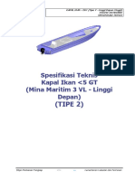 Spesifikasi Teknis Kapal Ikan 3 GT Tipe VL