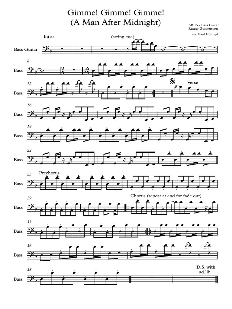 Abba Gimme Gimme Gimme Guitar Tab
