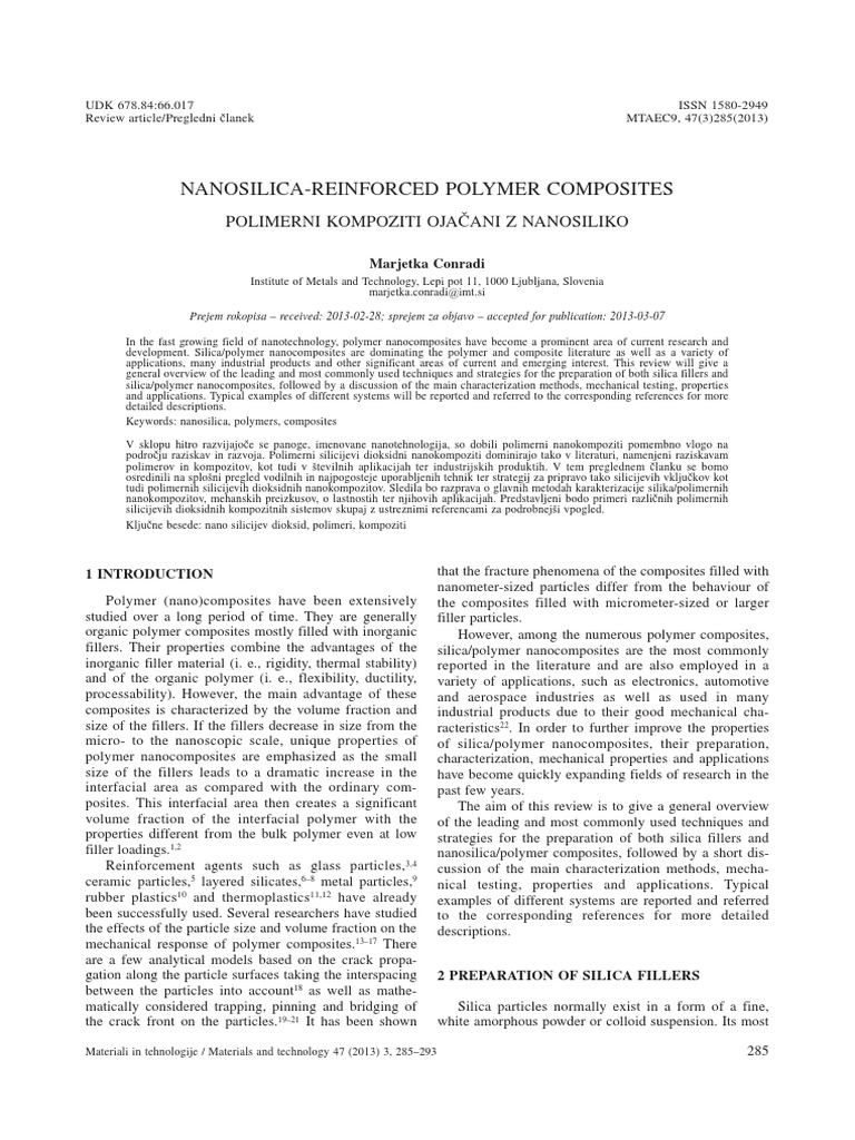 2013 - Nano Silica Reinforced Polymer Composites | PDF | Nanocomposite ...