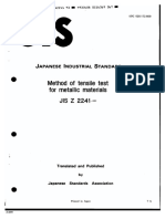 JIS Z2241-1993 Method of Tensile Test For Metallic Materials