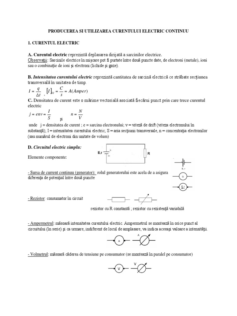 Teorie Electricitate-1 | PDF