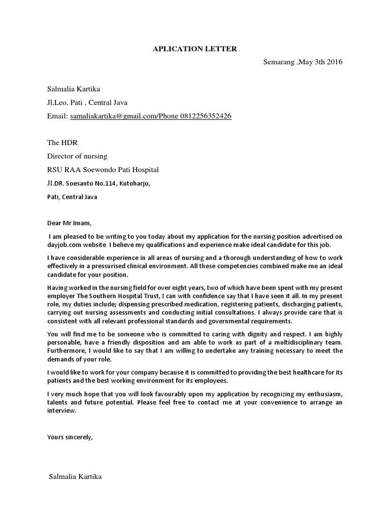 Semarang, May 3th 2016: Aplication Letter | PDF | Career & Growth