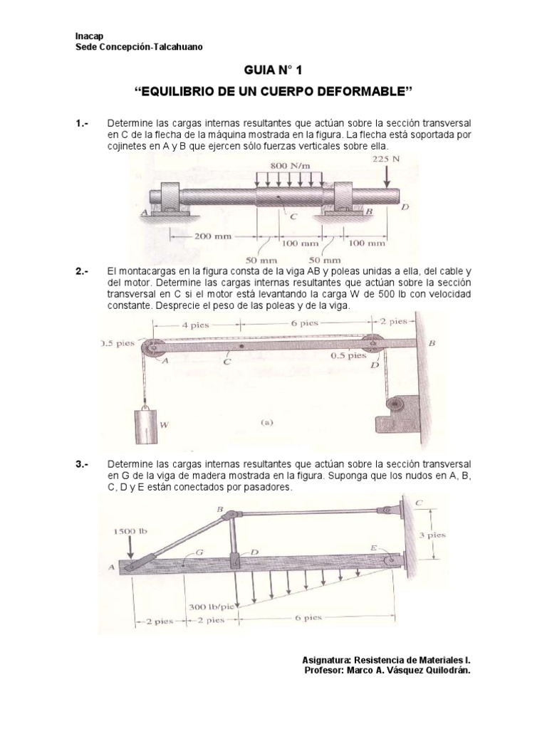 Guia #1 Equilibrio de Un Cuerpo Deformable | PDF | Ingeniería mecánica ...