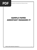 Sample Paper Assistant Manager It: Building Standards in Educational and Professional Testing