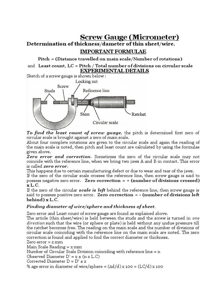 Screw Gauge PDF