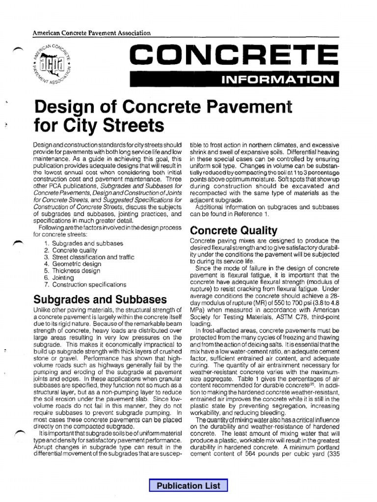 Concrete Pavement Design for Streets | PDF | Road Surface | Lane