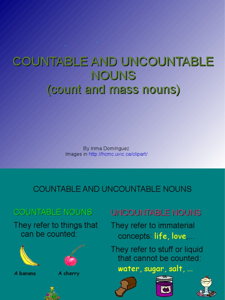 Countable and Uncountable Nouns (Count and Mass Nouns) PDF Noun