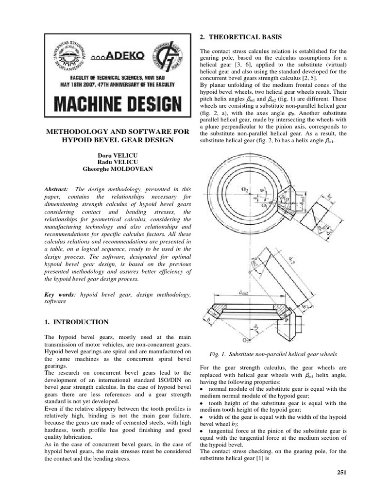 Methodology and Software For Hypoid Bevel Gear Design 2. Theoretical