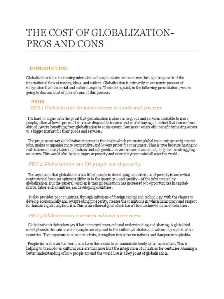 The Cost of Globalization | PDF | Globalization | Labour Economics
