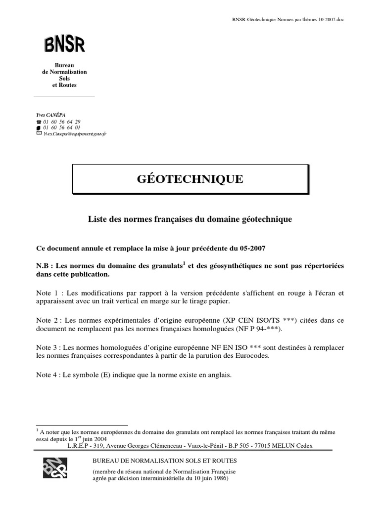 Qu'est-ce que la norme géotechnique
