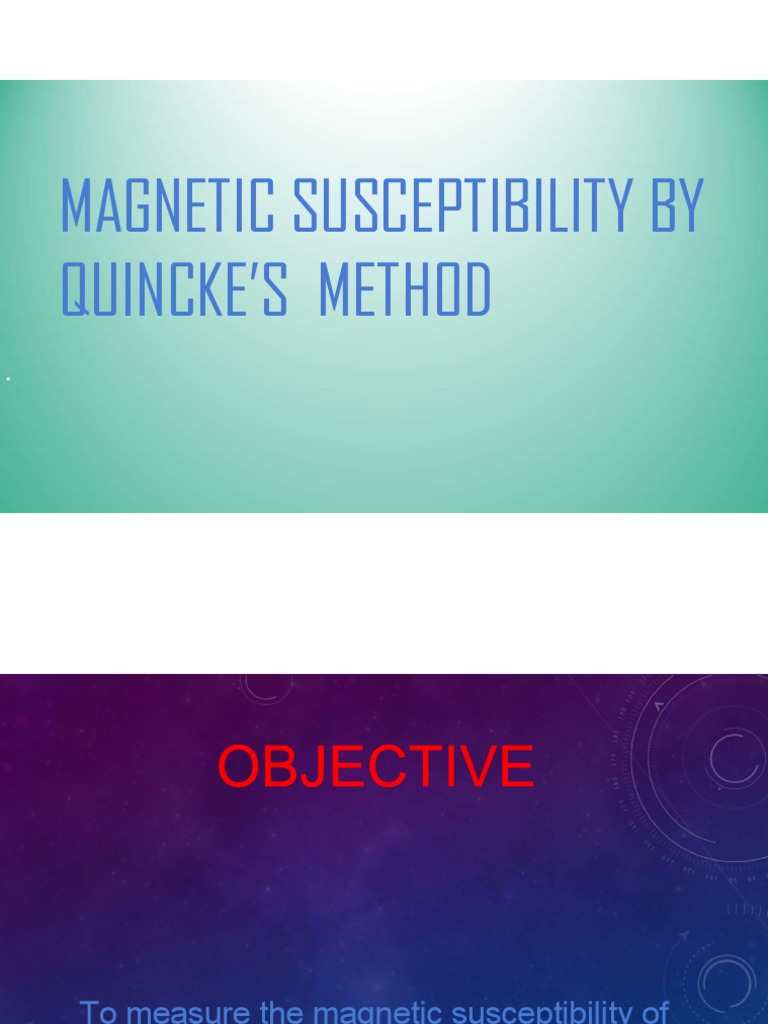 Susceptibility by Quincke'S Method PDF Force