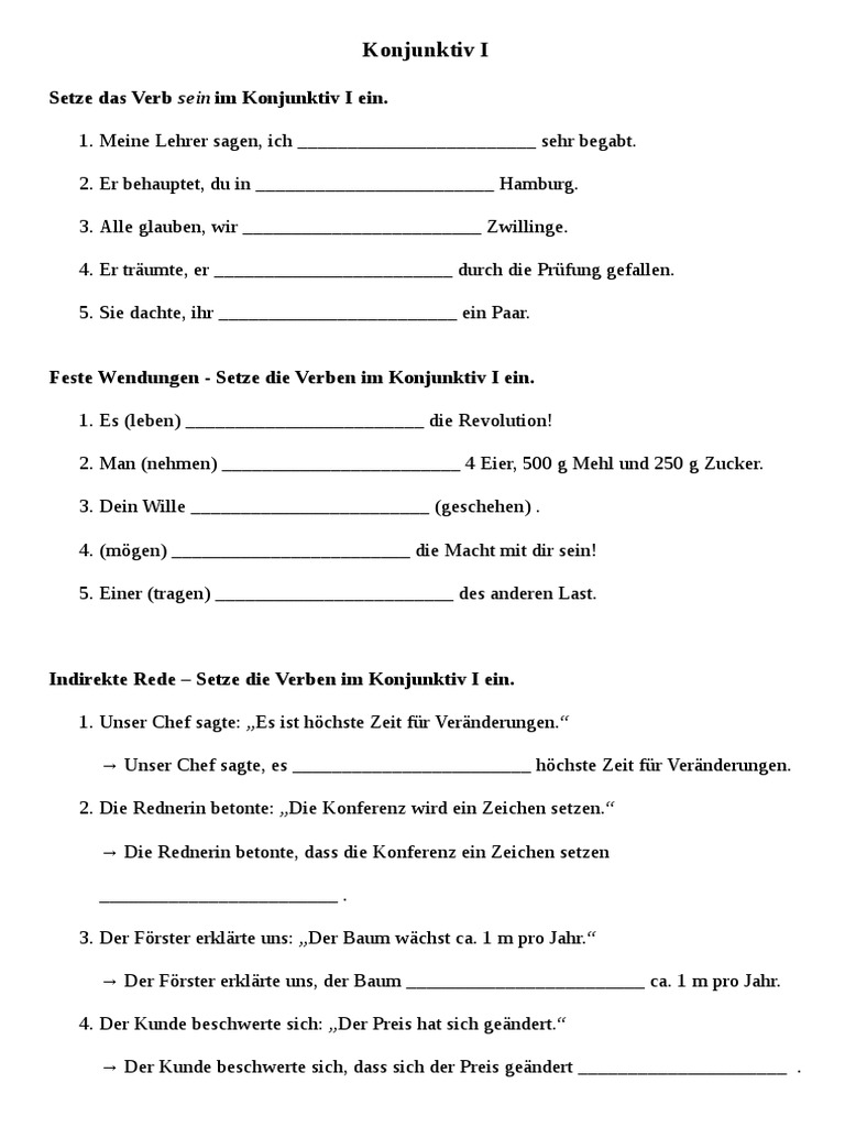 Konjunktiv 1-Übungen | PDF
