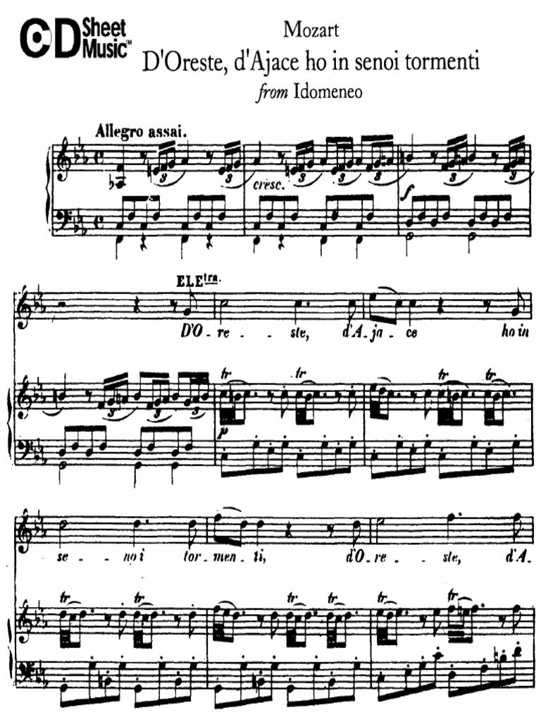 477 Mozart Idomeneo D Oreste D Ajace Ho in Seno Tormenti PDF