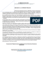 COMUNICADO A LA OPINION PUìBLICA 19 DE ENERO