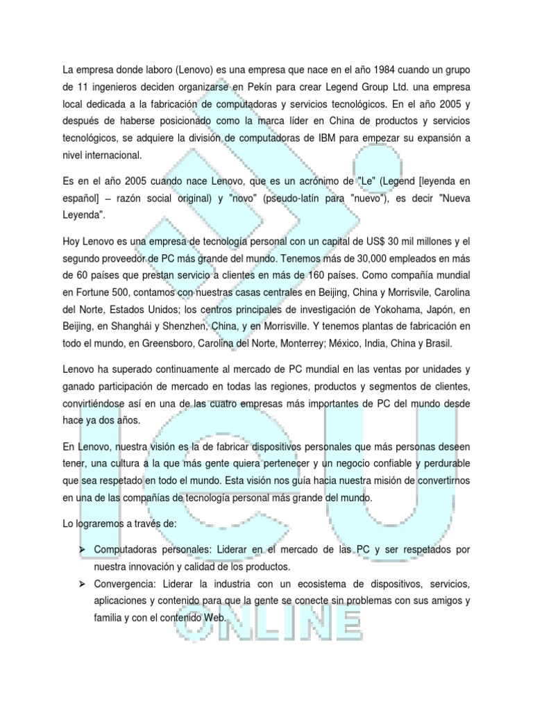Historia y Estrategias de Lenovo | PDF | Lenovo | Economias
