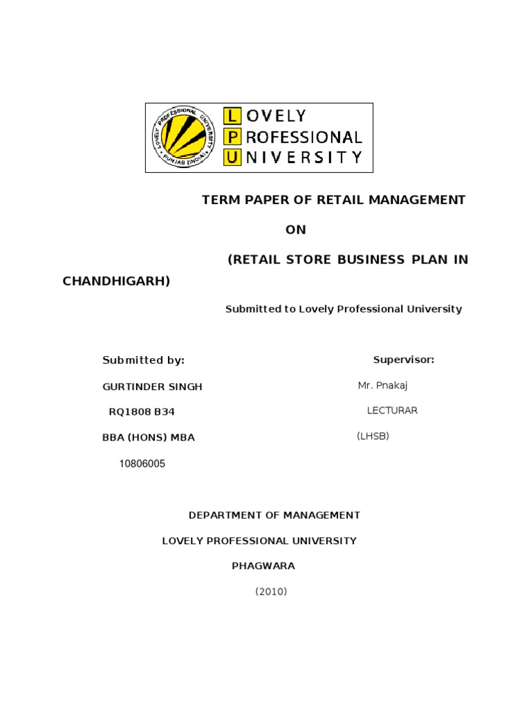 Retail Store Business Plan Chandigarh | PDF | Retail | Loans