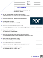 Word Problems Worksheet Solutions