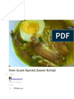 Resep Soto Ayam Special Jamur Krispi