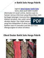 Obral Daster Batik Solo Harga Pabrik