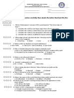 I.Literature: Directions: Read Each Question Carefully Then Shade The Letter That Best Fits The Answer